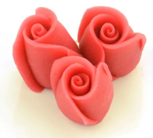 Marzipan Rosen klein rot, 4 Stück von Tortendekoshop