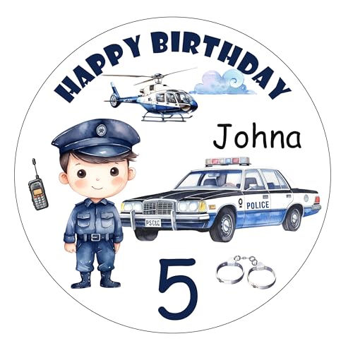 Tortenaufleger Muffinaufleger POLIZEI ~ Jungen | Geburtstag | Mädchen Junge aus Fondant | Oblate | Dekorpapier von Tortenpixel