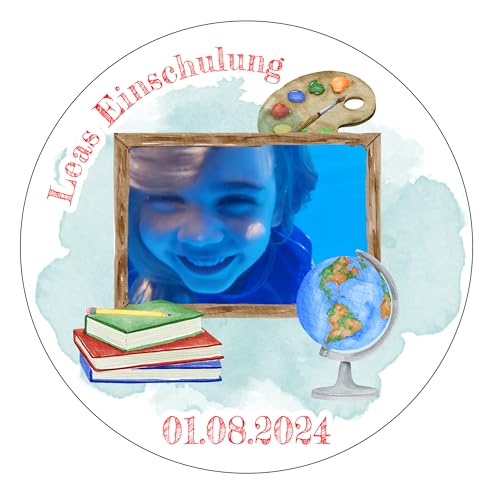 Tortenaufleger & Muffinaufleger - Einschulung, Schulstart - Fondant, Oblatenpapier Premium, Dekorpapier Plus - PERSONALISIERT mit Foto und Text & VORGESTANZT von Tortenpixel