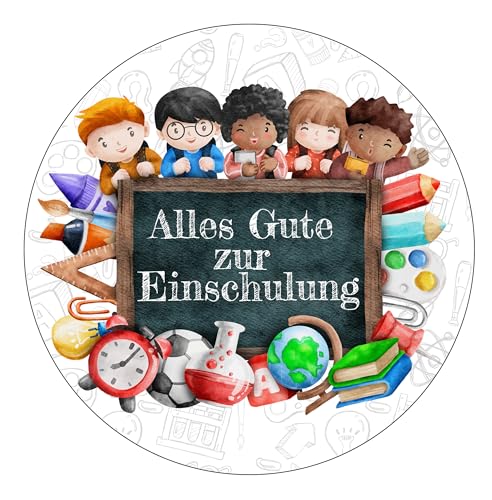 Tortenaufleger & Muffinaufleger - Einschulung, Schulstart - Fondant, Oblatenpapier Premium, Dekorpapier Plus - PERSONALISIERT mit Text & VORGESTANZT von Tortenpixel