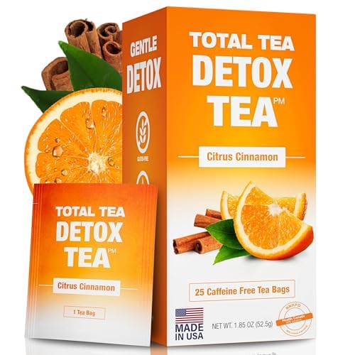 Total Tea Zero Coffein Tee Detox Tee - Ganz Natürlich - Kräutertee zur Sanften Reinigung Unterstützt die Leberregeneration, Körper entgiften, Entgiftungskur - Zitrus-Zimt, 25 Teebeutel von Total Tea