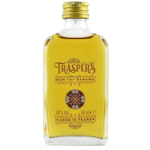 Trasper's Rum Mini I 15 Jahre Reifung I Rum aus Panama I Noten von Karamell und Vanille I Für Rum-Liebhaber I 44% Vol. I 50ml von Trasper's