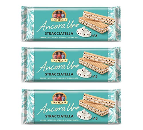 3x Tre Marie Ancora Uno Wafer Stracciatella Waffeln gefüllt mit Milchschokolade Creme und Schokoladenstücke 140g von Tre Marie