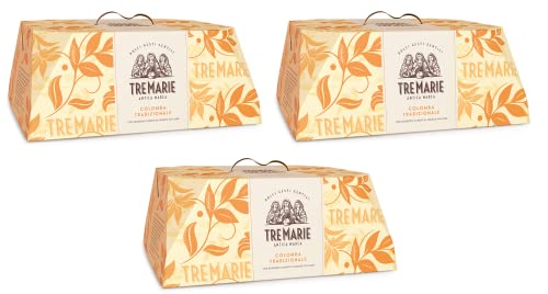 3x Tre Marie Colomba Tradizionale Typisches Dessert der Ostertradition Osterkuchen mit kandierten Schalen sizilianischer Orangen, knackigen ganzen Mandeln und Kristallzucker 1Kg von Tre Marie