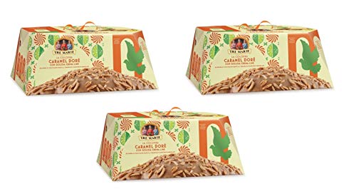 3x Tre Marie La Colomba Caramel Dorè Ostern kuchen bedeckt mit karamell weißer Schokolade und karamellisierte Mandeln gefüllt mit Limettencreme 900g Backprodukt Oster-taube der italienischen Tradition von Tre Marie