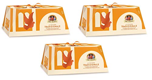 3x Tre Marie La Colomba Tradizionale Ostern kuchen mit kandierter Orangenschale, Mandeln und Zucker 1Kg Backprodukt Oster-taube der italienischen Tradition von Tre Marie