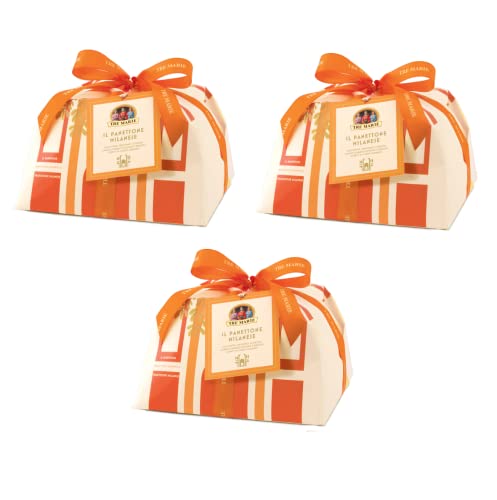 3x Tre Marie Panettone Milanese Papierverpackung con canditi e uvetta mit kandierten Früchten,Rosinen und Zeder 1kg von Tre Marie