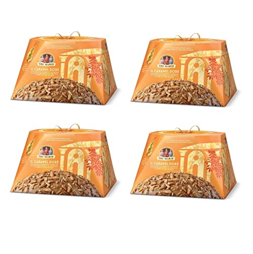 4x Tre Marie Panettone Caramel Dorè Weihnachtskuchen mit Karamell Drops und weichen Birnen Würfeln 900g von Tre Marie