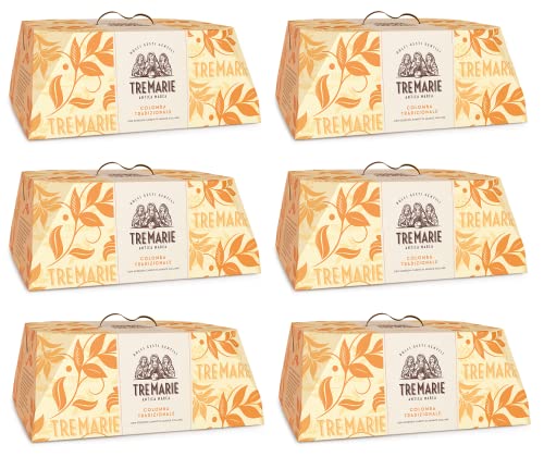 6x Tre Marie Colomba Tradizionale Typisches Dessert der Ostertradition Osterkuchen mit kandierten Schalen sizilianischer Orangen, knackigen ganzen Mandeln und Kristallzucker 1Kg von Tre Marie