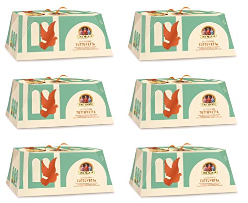 6x Tre Marie La Colomba Tuttuvetta Ostern kuchen mit weichen Rosinen ohne kandierte Früchte und bedeckt mit Zuckerguss, Mandeln und Zucker Körnern 1Kg Backprodukt Oster-taube der von Tre Marie