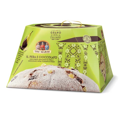 Tre Marie Panettone Pera e Cioccolato Weihnachtskuchen mit kandierten Birnenwürfeln und dunkler Schokolade 930g von Tre Marie