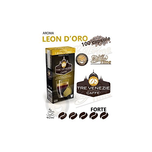 NESPRESSO ® LEON D'ORO Kaffee | Robusta 100% Tre Venezie (10 Kapseln kompatible) alternative Ersatz Kaffeekapsel Caffè Bonini Italien intensiver Kaffee für Ristretto Espresso dunkle Röstung von LZBBD