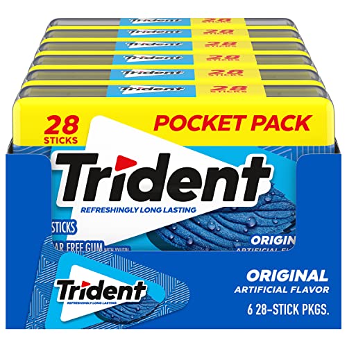 Trident Original zuckerfreier Gummi, 6 Taschenpackungen mit 28 Stück (168 Stück insgesamt), 28 Stück (6 Stück) von Trident