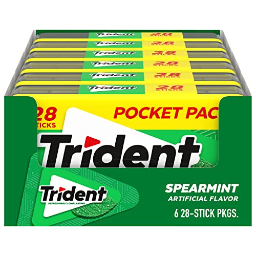 Trident Spearmint zuckerfreier Kaugummi, 6 Packungen mit 28 Stück (insgesamt 168 Stück) von Trident