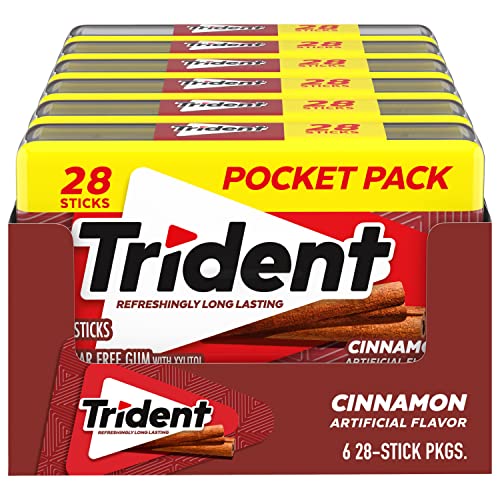 Trident Zimtzuckerfreier Kaugummi, 6 Packungen mit je 28 Stück (insgesamt 168 Stück) von Trident