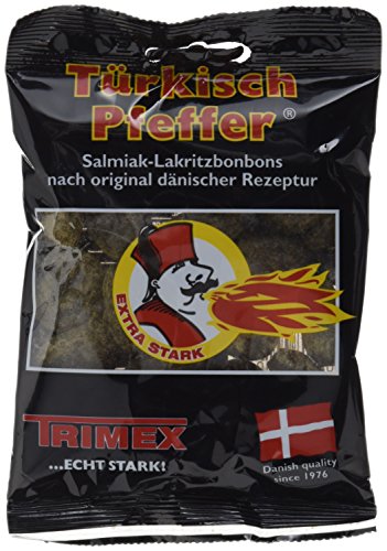 Türkisch Pfeffer Salmiakbonbons, 18er Pack (18 x 100 g Beutel) von Trimex Transit Import Export Carl Nielsen GmbH Co.. Eckernförder Landstr. 65, 24941 Flensburg