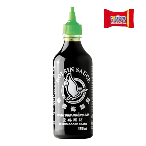 FLYING GOOSE Hoi Sin Sauce - pikant, grüne Kappe, kräftige Würzsauce aus Thailand, 1er Pack (1 x 455 ml) von Trinovi.com