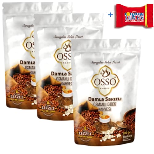 Osso Türkischer Ottoman Dibek Kaffee mit Mastix, 3 x 200 g, Traditioneller Ottoman Dibek Kaffee - Frisch Gemahlen - Aromatischer Ottoman Kaffee - Aromatisch Damla Sakizli Osmanli Kahve - Trinovi von Trinovi.com