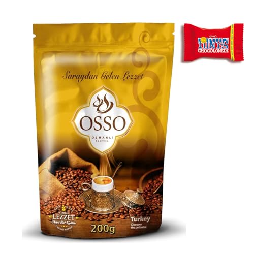 Trinovi Osso Türkischer Ottoman Mokka Kaffee, 1 X 200gr, Traditioneller, Aromatischer Ottomanischer Kaffee, Frisch Gemahlen, Röstkaffee, Inklusive Tony's Schokolade von Trinovi.com