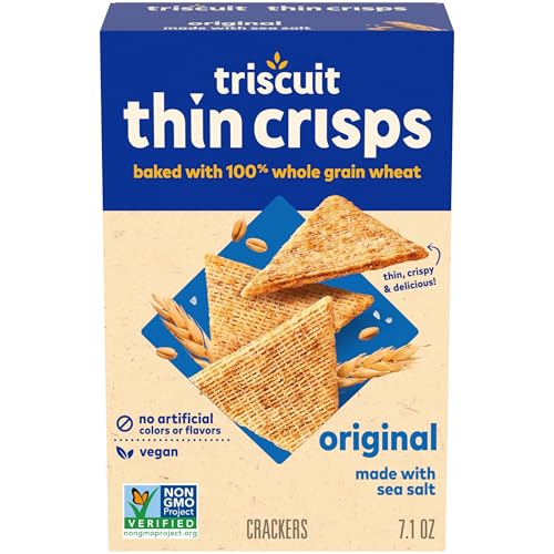 Triscuit Thin Crisps Original Vollkorn-Weizenknacker, vegane Snacks, Snack-Knallbonbons, 200 ml von Triscuit