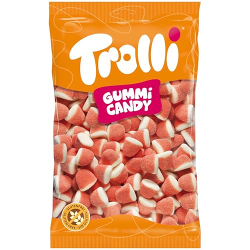 2 er Pack XXL Trolli Strawberry Kiss 2 x1kg Softe Schaumzuckerstücke mit Sahne-Erdbeer-Geschmack von Trolli