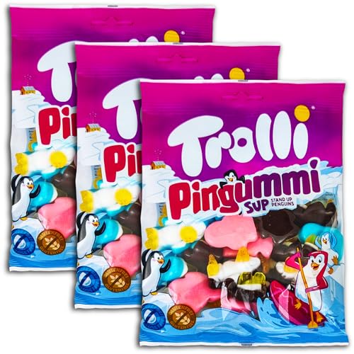 3 er Pack Trolli Pingummi 3 x 150g Pinguine aus Schaumzucker und Fruchtgummi. von Trolli