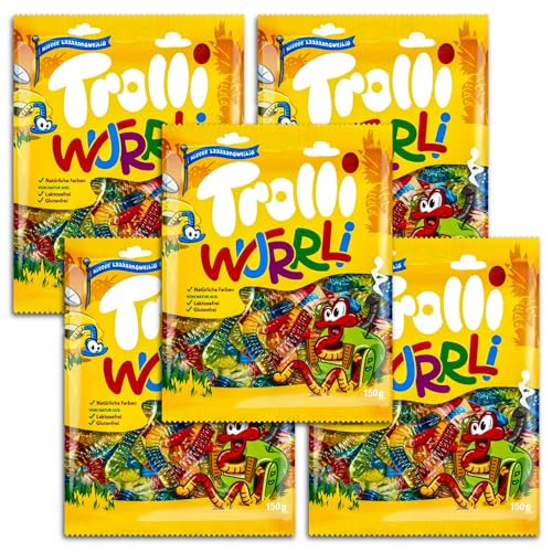 5 er Pack Trolli Wurrli 5 x 150g Fruchtgummi Schlangen von Trolli