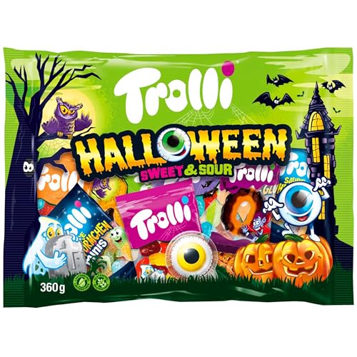 Trolli Halloween Sweet & Sour 360g Großpackung Süßigkeiten Mix mit Glotzer, Saure Würmchen & Dracula von Trolli