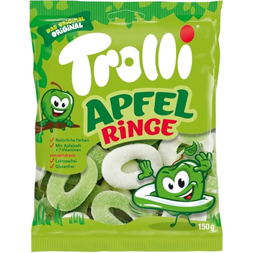 Trolli Saure Grüne Apfelringe mit Schaumzucker und Fruchtgummi 150g von Trolli