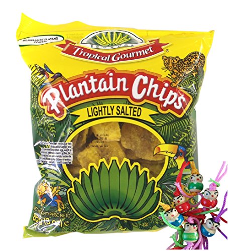 [ 10x 85g ] TROPICAL GOURMET Bananen Chips [ leicht gesalzen ] Ecuador + ein kleines Glückspüppchen - Holzpüppchen von Tropical Gourmet