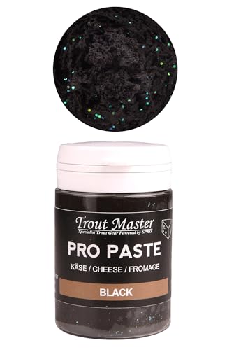 Trout Master Forellenpaste zum Forellenangeln 60g Pro Paste Teig, Farbe/Aroma:Black Glitter/Käse von Trout Master