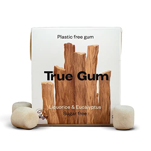 10er SET True Gum - Liquorice & Eucalyptus, 20 g Packung / Kaugummi mit natürlicher Kaumasse ohne Zucker / Lakritz & Eukalyptus von True Gum