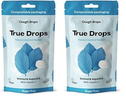 True Drops - MENTHOL/zuckerfreie Hustenbonbons/kompostierbare Verpackung / 1 x 70g (Packung mit 2) von True Gum