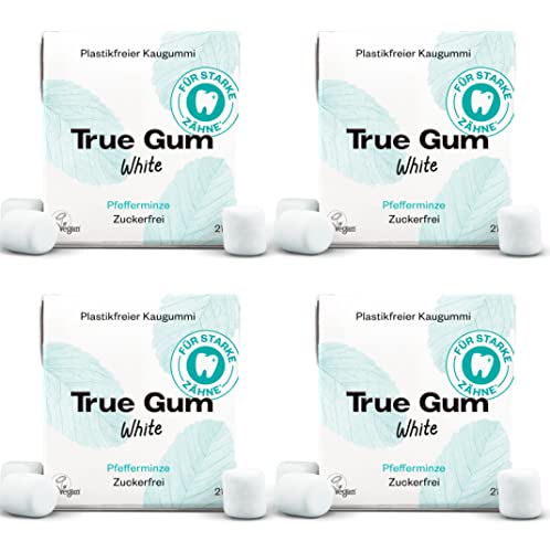 True Gum 4er Set: WHITE/Plastikfreier Kaugummi/Biologisch Abbaubar/Vegan / 4 x 21 g, 84 g von True Gum