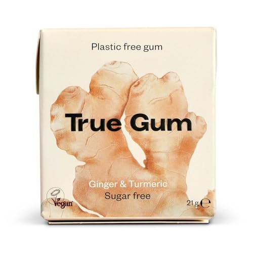 True Gum: INGWER & KURKUMA / Plastikfreier Kaugummi / Biologisch Abbaubar / Vegan / 21 g von True Gum