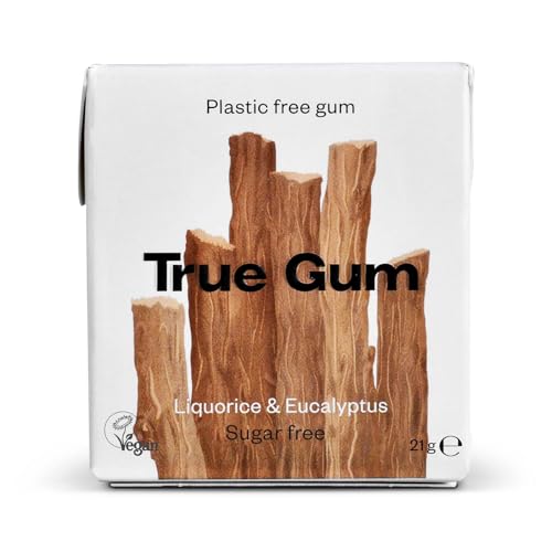 True Gum: LAKRITZE & EUKALYPTUS | Plastikfreier Kaugummi | Biologisch Abbaubar | Vegan | 21 g von True Gum