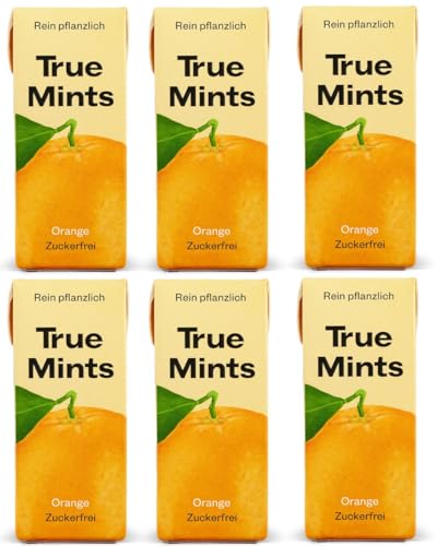 True Gum True Mints - 6er SET | ORANGE | Pflanzliche und zuckerfreie Pastillen, 6 x 13g von True Gum