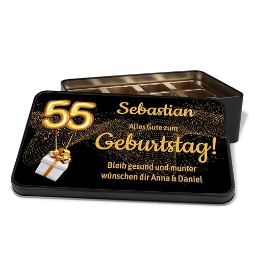 Metalldose personalisiert mit Jahreszahlen, Namen & Wunschtext „Alles Gute zum Geburtstag“ - Dose zum Selbstbefüllen mit Süßigkeiten wie Schokolade oder Kekse (Ohne Inhalt) von True Statements