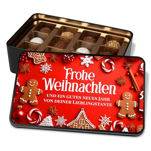 Pralinendose personalisiert „Frohe Weihnachten“ Weihnachtsgebäck - 12 Confiserie-Pralinen in Geschenkdose – Geschenk Weihnachten Schokolade Geschenkidee von True Statements