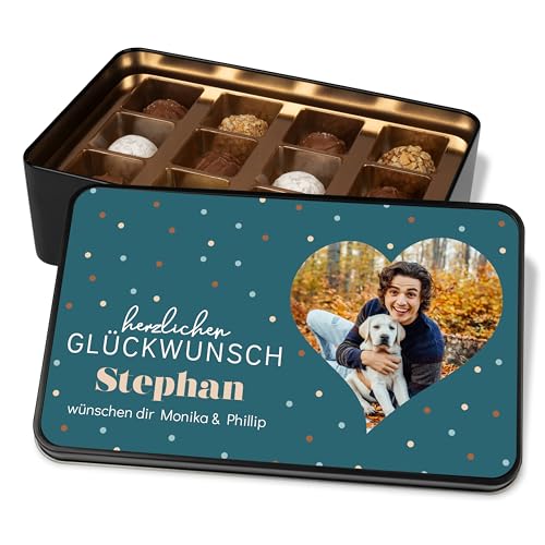 Pralinendose personalisiert mit Foto„Happy Birthday“ Fotoherz - 12 Confiserie-Pralinen in Geschenkdose – Schokolade Geschenkidee Geburtstag von True Statements