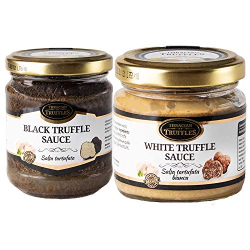 Schwarze Trüffel Saucen Black truffle sauce Trüffelcreme Sommertrüffel (170g) Tuber Aestivum und Weißen Trüffel Feinkost White Truffle Gourmet Trüffelcreme die Delikatesse Geschenk Tartufata (170g) von Pesto