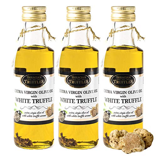 Trüffelöl Weißes Trüffelöl Premium White truffle olive oil Extra Virgin Echte Trüffelstücke, Gourmet Food Seasoning Marinaden, Ideal zum Kochen, Servieren, Salaten, Risotto, Pasta, Pizza (3 x 100ml) von Oil