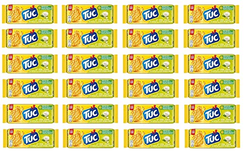 24x Tuc Sour Cream & Onion Gesalzener Snacks mit Sauerrahm und Zwiebel Cracker 100g Salzgebäck Knabberartikel von Tuc