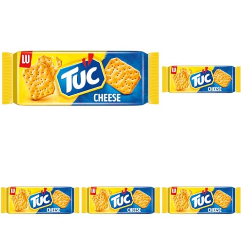 TUC Cheese 1 x 100g I Salzgebäck Einzelpackung I Knabbergebäck mit Käse-Geschmack I Fein gesalzene Snack-Cracker (Packung mit 5) von Tuc