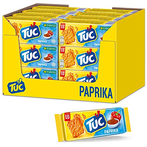 TUC Paprika 24 x 100g I Salzgebäck Großpackung I Knabbergebäck mit Paprika-Geschmack I Fein gesalzene Snack-Cracker von LU