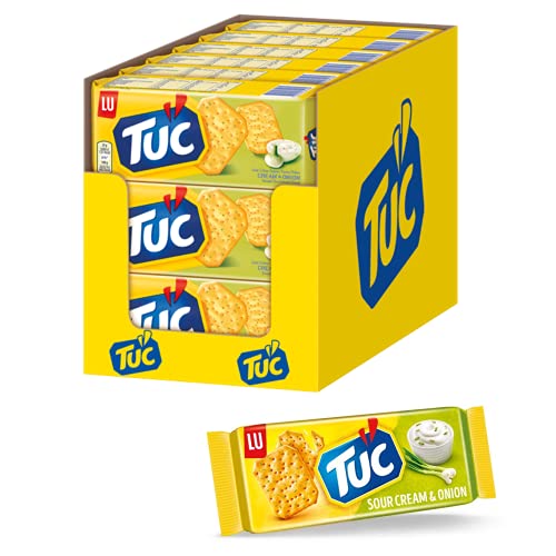 TUC Sour Cream & Onion 18 x 100g - Fein gesalzenes Knabbergebäck mit Sauerrahm-Zwiebelgeschmack von Tuc