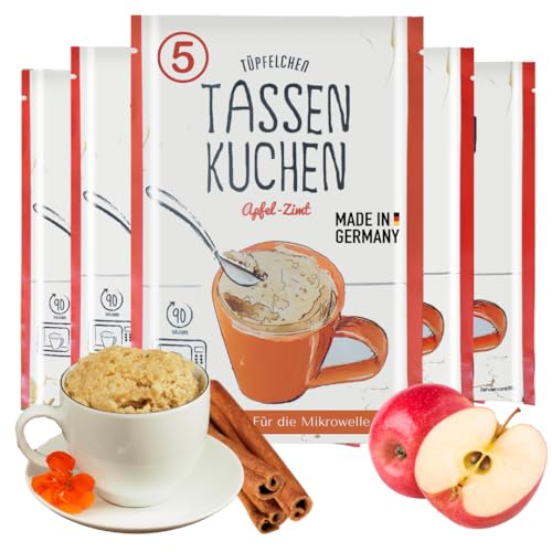 Tassenkuchen Apfel-Zimt von Tüpfelchen 5er Pack, Backmischung für die Mikrowelle (5x60g) von Tüpfelchen