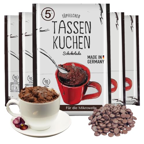 Tassenkuchen Schokolade von Tüpfelchen 5er Pack, Backmischung für die Mikrowelle (5x70g) von Tüpfelchen