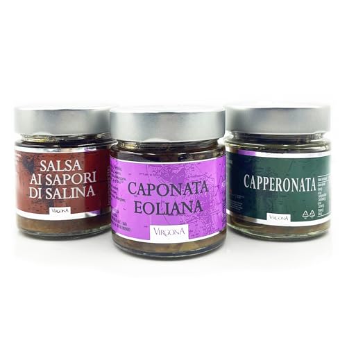 Kit EINGELEGTE SALINA - Tuquam - Virgona - SALINA Insel - Tischsaucen und Pastagewürze - 3 x 200 g - Direkt aus Italien von Tuquam