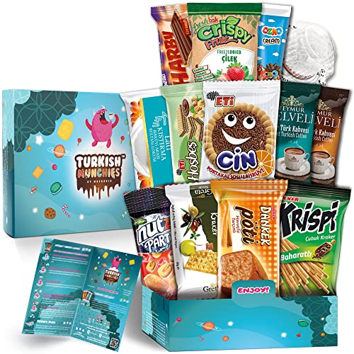 Süßigkeiten Box | Ähnlich Amerikanische USA American Candy Box | Aus Aller Welt | Snackbox aus der Türkei | in Originalgröße in einer Süssigkeiten Box (Midi Türkis) von Turkish Munchies by Muekzoin